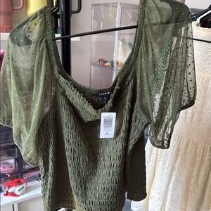 Torrid Dot Mesh Square Neck Smocked Top 3x